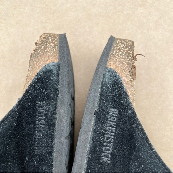 Birkenstock Arizona Shearling Black Suede Sandals Size 7 Fur Lined Cozy - Picture 4 of 16
